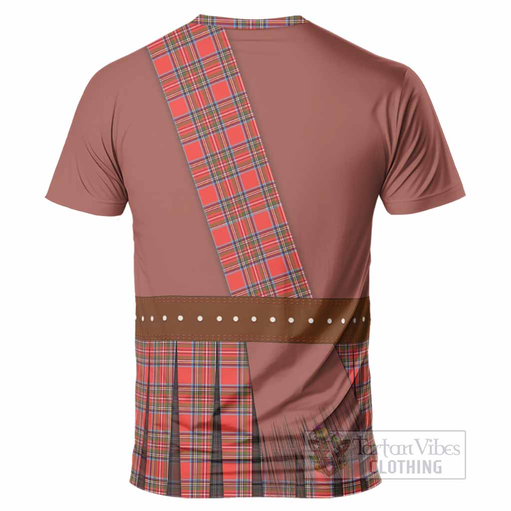 Stewart (Stuart) Tartan Crest T-Shirt Kilt Costume Style