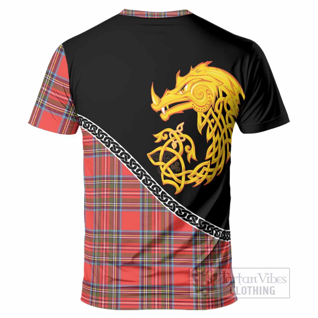 Stewart (Stuart) Tartan Crest T-Shirt Legendary Dragon Knot Half Style