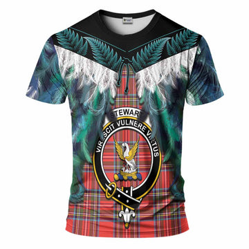 Stewart (Stuart) Tartan Crest T-Shirt New Zealand Maori Korowai Cloak