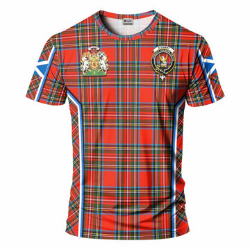 Stewart (Stuart) Tartan Crest T-shirt Scotland Coat of Arm Flag Style - Tartan Vibes Clothing