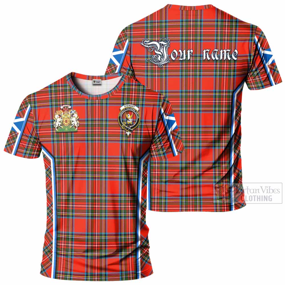 Stewart (Stuart) Tartan Crest T-shirt Scotland Coat of Arm Flag Style - Tartan Vibes Clothing