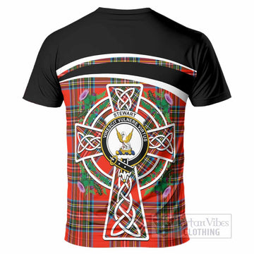 Stewart (Stuart) Tartan Crest T-Shirt Scottish Thistle Celtic Cross Alba Gu Brath