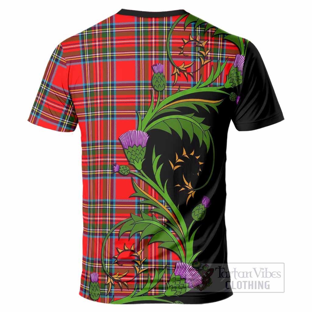 Stewart (Stuart) Tartan Crest T-Shirt Scottish Thistle Pride Heritage Art - Tartan Vibes Clothing
