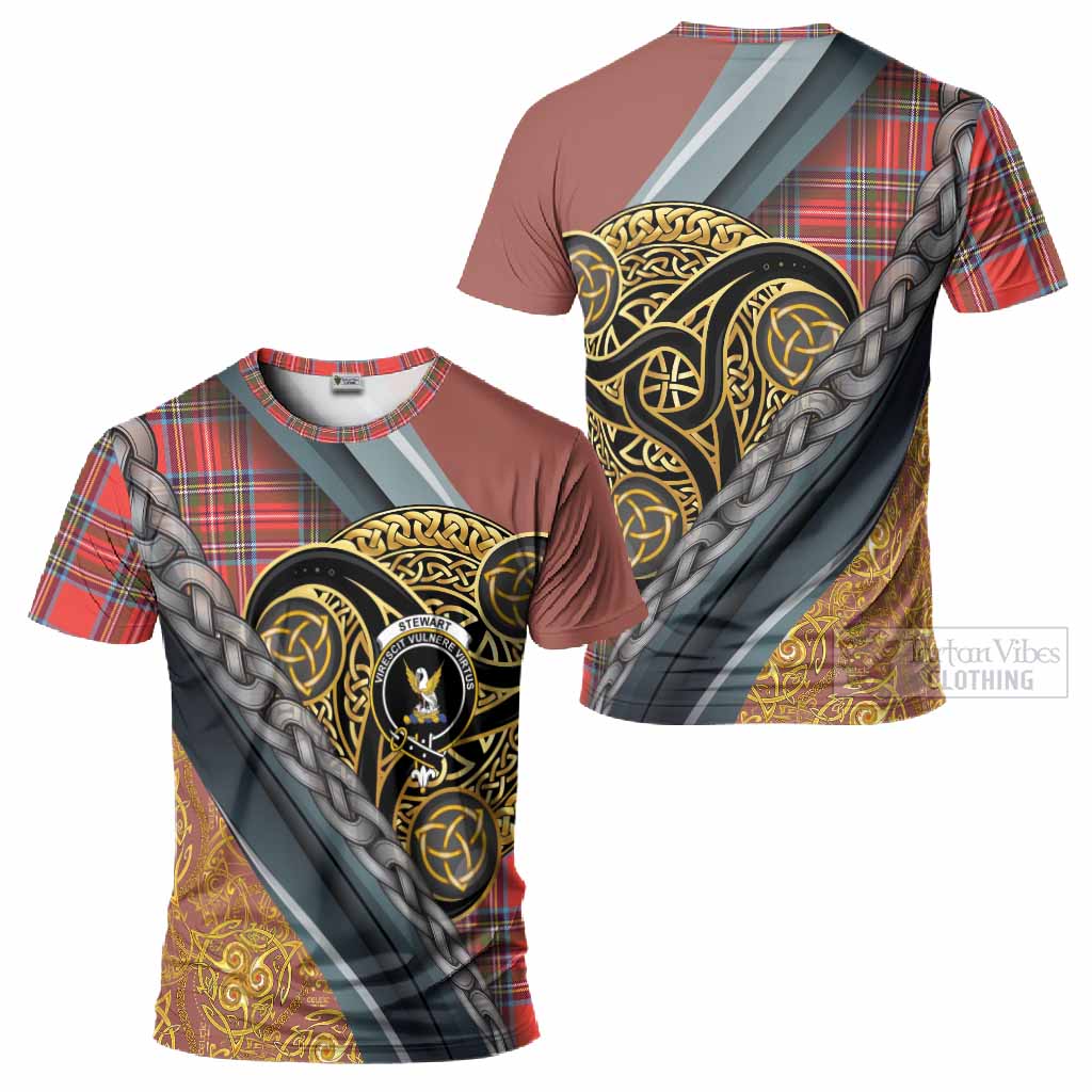 Stewart (Stuart) Tartan Crest T-Shirt Scottish Triskele Celtic