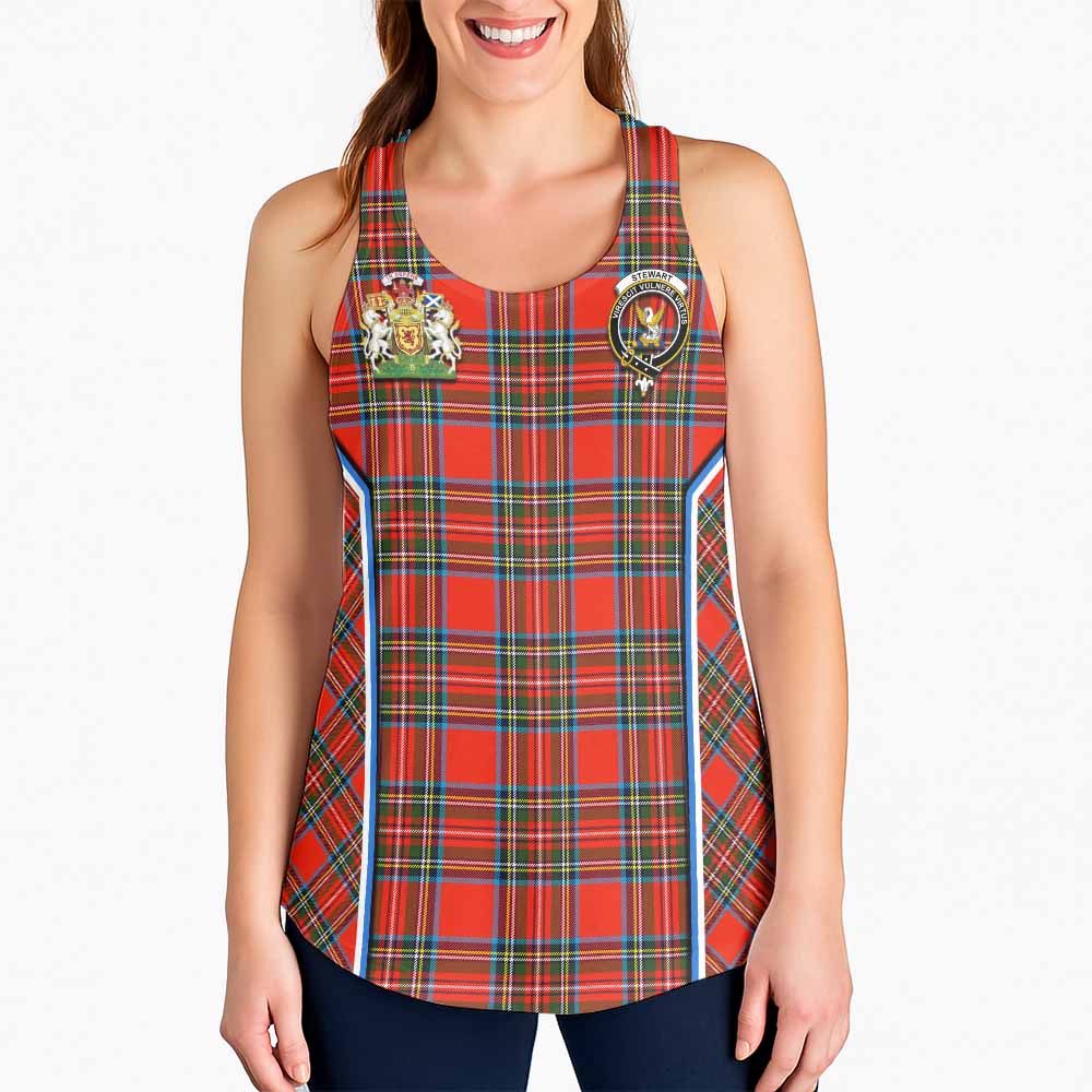 Stewart (Stuart) Tartan Crest Women Racerback Tanks Scotland Coat of Arm Flag Style - Tartan Vibes Clothing