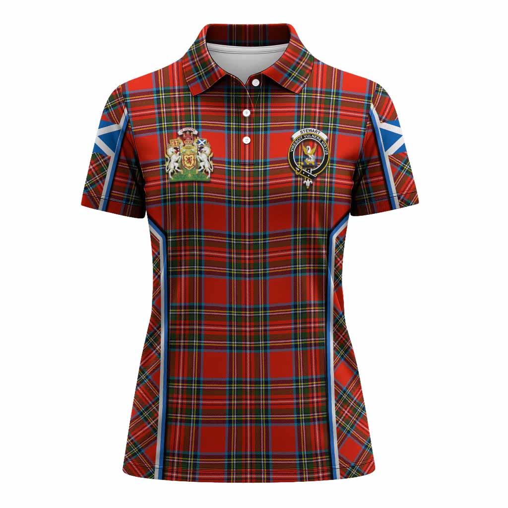 Stewart (Stuart) Tartan Crest Women's Polo Shirt Scotland Coat of Arm Flag Style - Tartan Vibes Clothing