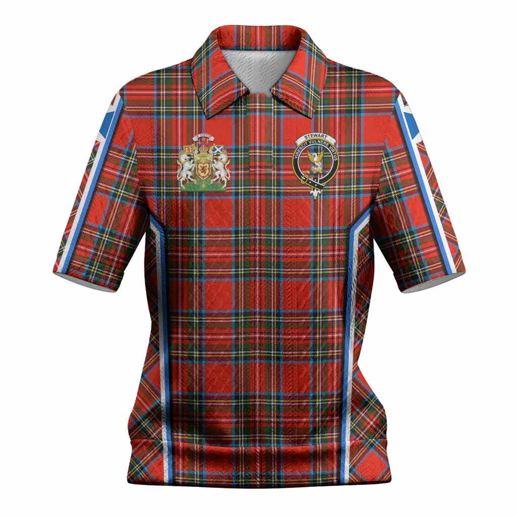 Stewart (Stuart) Tartan Crest Women’s Polo Sweater Top Scotland Coat of Arm Flag Style