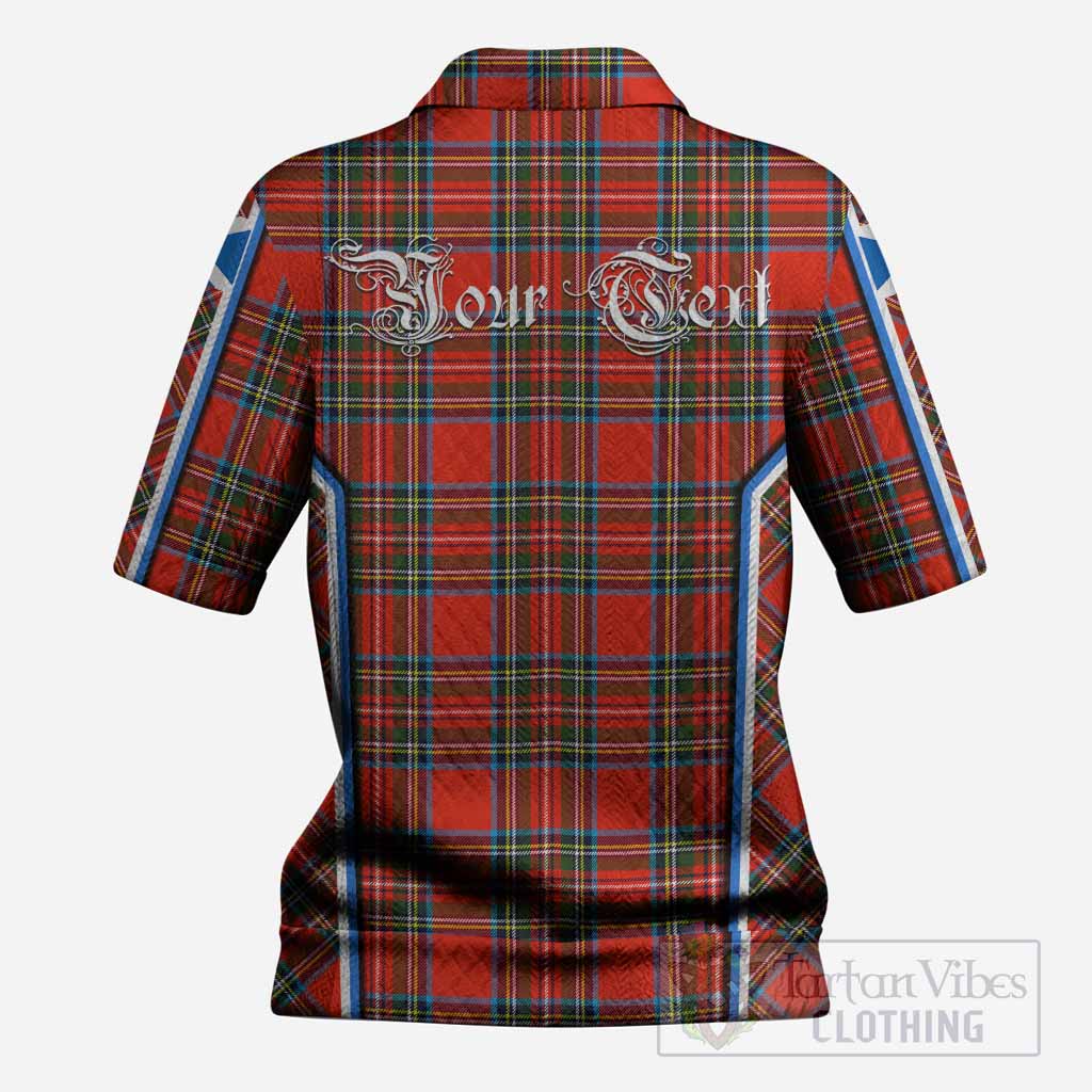 Stewart (Stuart) Tartan Crest Women’s Polo Sweater Top Scotland Coat of Arm Flag Style