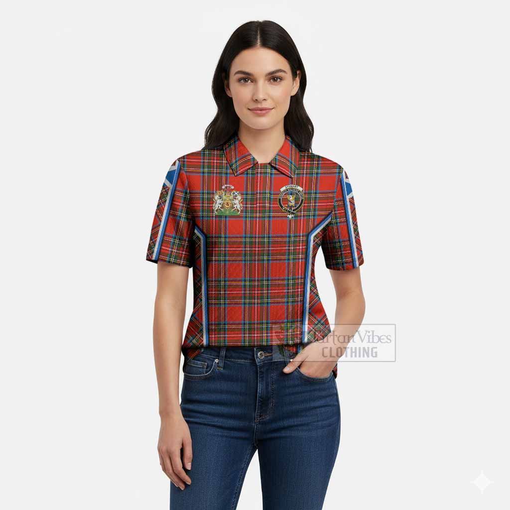 Stewart (Stuart) Tartan Crest Women’s Polo Sweater Top Scotland Coat of Arm Flag Style
