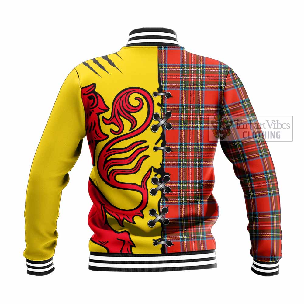 Stewart (Stuart) Tartan Family Crest Baseball Jacket Lion Rampant Honor - Tartan Vibes Clothing