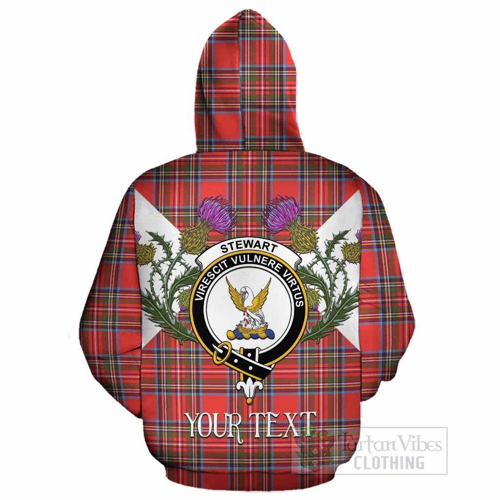 Stewart (Stuart) Tartan Family Crest Cotton Hoodie Scottish Burns Night Thistle Floral