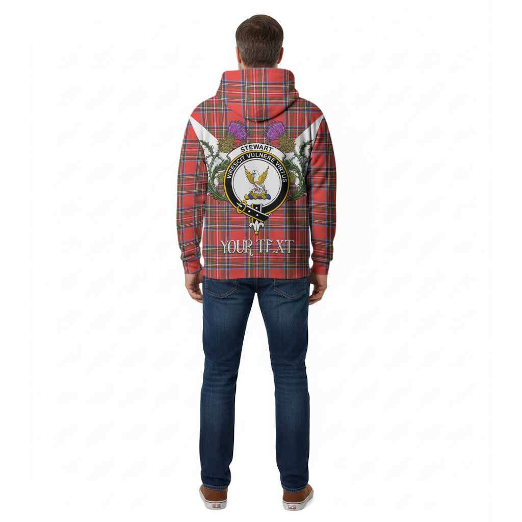 Stewart (Stuart) Tartan Family Crest Cotton Hoodie Scottish Burns Night Thistle Floral