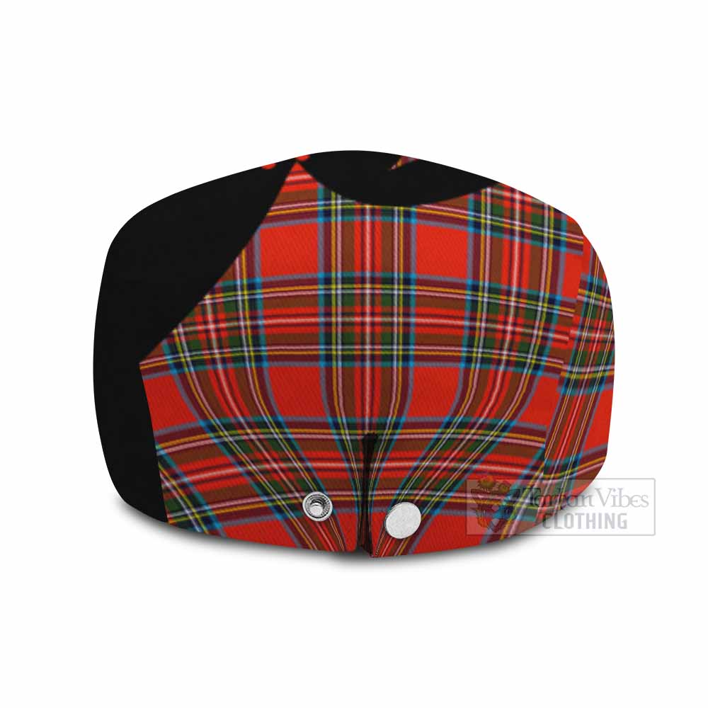 Stewart (Stuart) Tartan Family Crest Flat Cap, Jeff Cap Scotland Thistle Floral