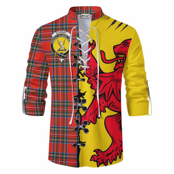 Stewart (Stuart) Tartan Family Crest Ghillie Kilt Shirt Lion Rampant Honor