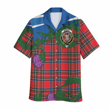Stewart (Stuart) Tartan Family Crest Hawaiian Shirt Thistle in Minimalism Kid - Tartan Vibes Clothing