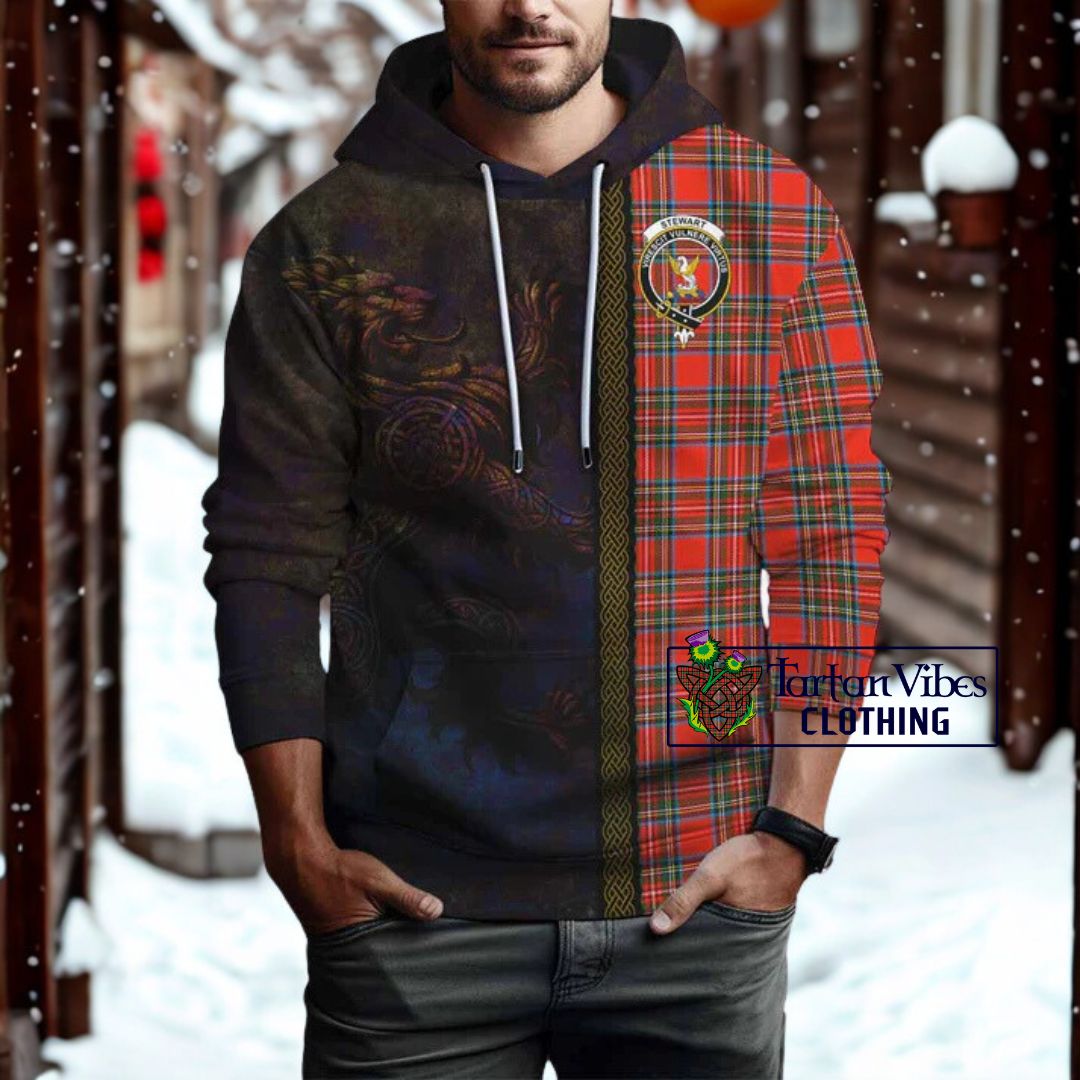Stewart (Stuart) Tartan Family Crest Hoodie Alba Gu Brath Be Brave Lion Ancient Style