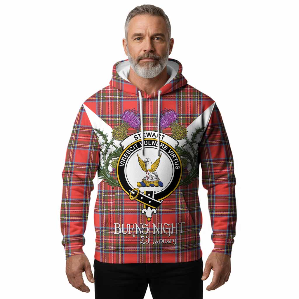 Stewart (Stuart) Tartan Family Crest Hoodie Scottish Burns Night Thistle Floral