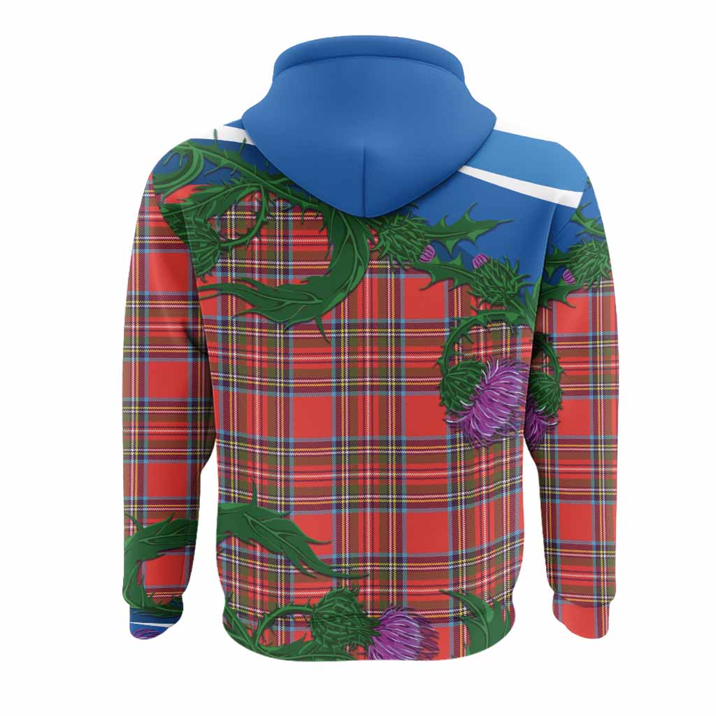Stewart (Stuart) Tartan Family Crest Hoodie Thistle in Minimalism
