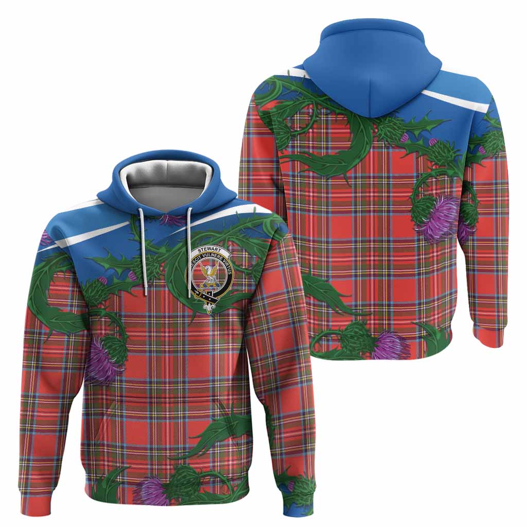 Stewart (Stuart) Tartan Family Crest Hoodie Thistle in Minimalism