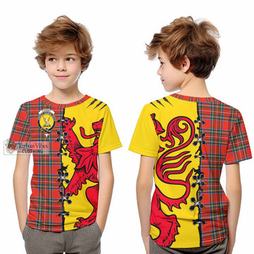 Stewart (Stuart) Tartan Family Crest Kid T-shirt Lion Rampant Honor