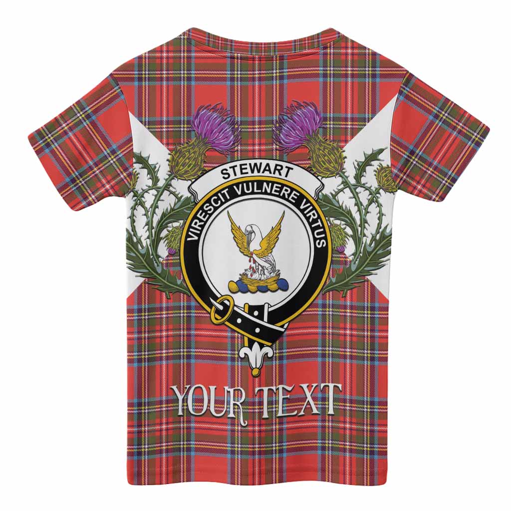 Stewart (Stuart) Tartan Family Crest Kid T-shirt Scottish Burns Night Thistle Floral