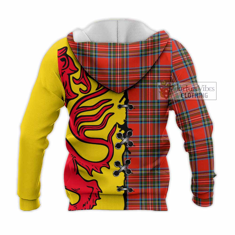 Stewart (Stuart) Tartan Family Crest Knitted Hoodie Lion Rampant Honor - Tartan Vibes Clothing