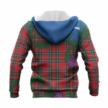 Stewart (Stuart) Tartan Family Crest Knitted Hoodie Thistle in Minimalism