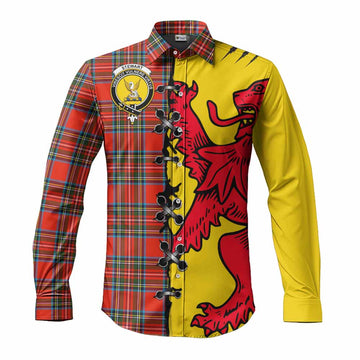 Stewart (Stuart) Tartan Family Crest Long Sleeve Button Shirts Lion Rampant Honor