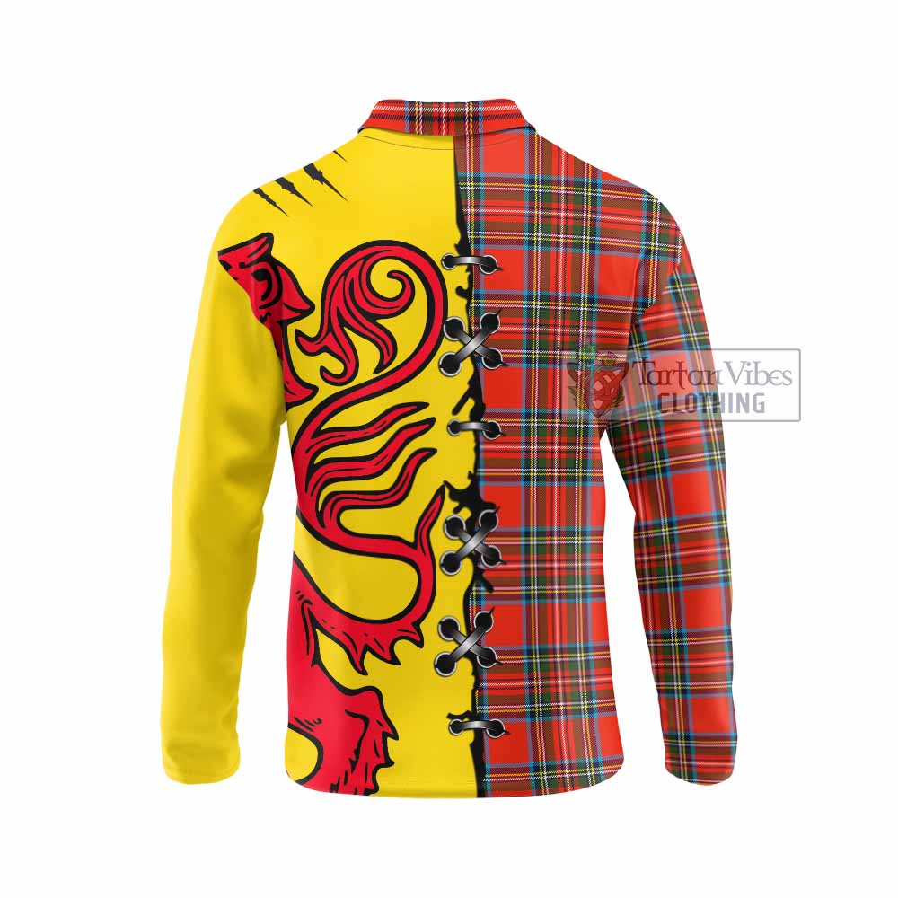 Stewart (Stuart) Tartan Family Crest Long Sleeve Polo Shirt Lion Rampant Honor - Tartan Vibes Clothing