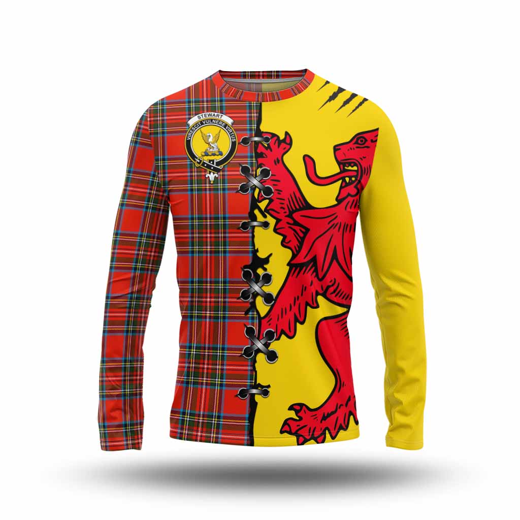 Stewart (Stuart) Tartan Family Crest Long Sleeve T-Shirt Lion Rampant Honor - Tartan Vibes Clothing