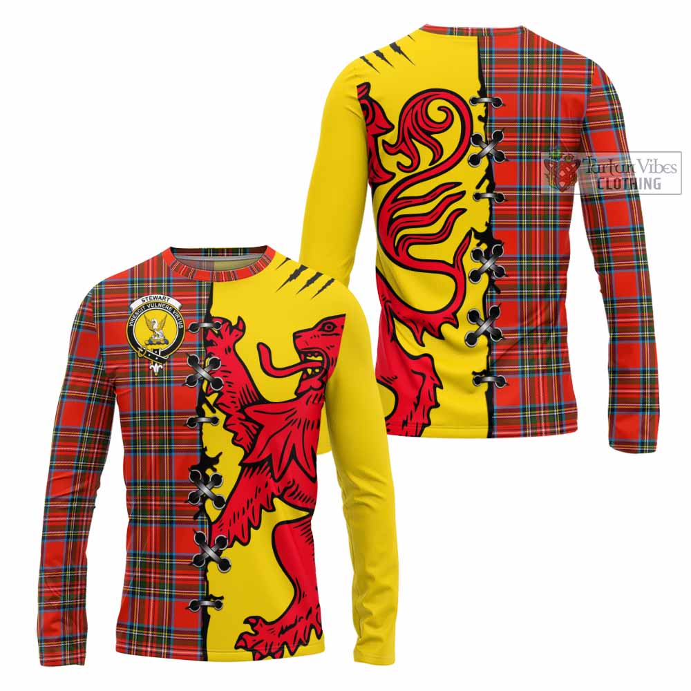 Stewart (Stuart) Tartan Family Crest Long Sleeve T-Shirt Lion Rampant Honor - Tartan Vibes Clothing