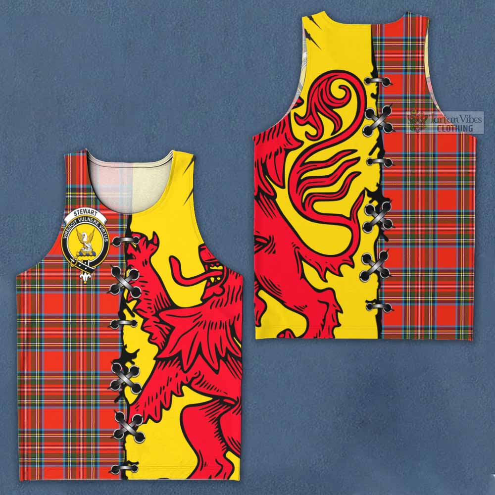 Stewart (Stuart) Tartan Family Crest Men Tank Top Lion Rampant Honor - Tartan Vibes Clothing