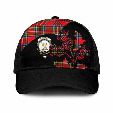 Stewart (Stuart) Tartan Family Crest Mesh Trucker Cap Scotland Thistle Floral Flag Style