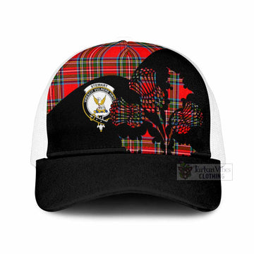 Stewart (Stuart) Tartan Family Crest Mesh Trucker Cap Scotland Thistle Floral Flag Style