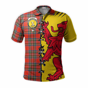Stewart (Stuart) Tartan Family Crest Polo Shirt Lion Rampant Honor