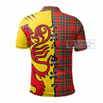 Stewart (Stuart) Tartan Family Crest Polo Shirt Lion Rampant Honor