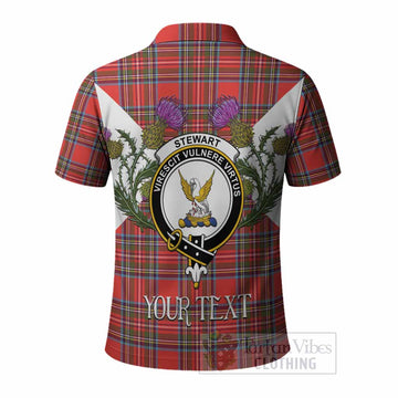 Stewart (Stuart) Tartan Family Crest Polo Shirt Scottish Burns Night Thistle Floral
