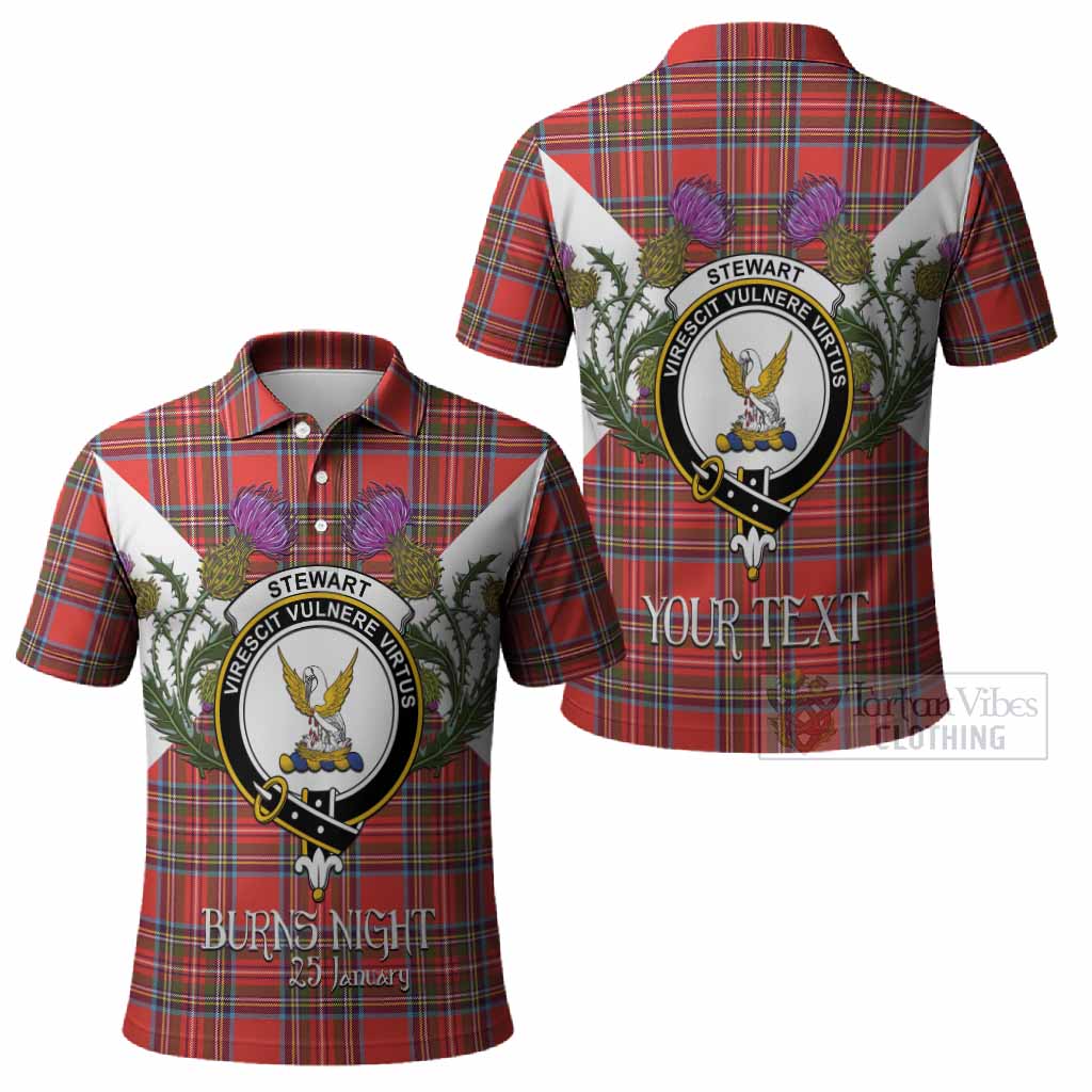 Stewart (Stuart) Tartan Family Crest Polo Shirt Scottish Burns Night Thistle Floral