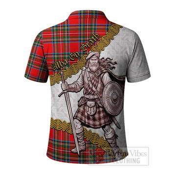 Stewart (Stuart) Tartan Family Crest Polo Shirt Scottish Highland Warrior Celtic Alba Gu Brath