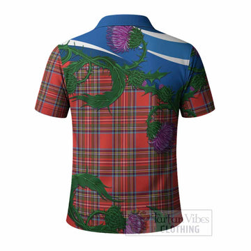 Stewart (Stuart) Tartan Family Crest Polo Shirt Thistle in Minimalism