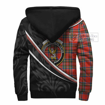 Stewart (Stuart) Tartan Family Crest Sherpa Hoodie Celtic Scottish Thistle Floral