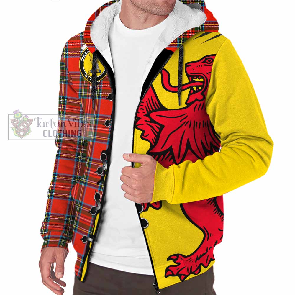 Stewart (Stuart) Tartan Family Crest Sherpa Hoodie Lion Rampant Honor - Tartan Vibes Clothing