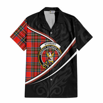 Stewart (Stuart) Tartan Family Crest Short Sleeve Button Shirt Celtic Scottish Thistle Floral - Tartan Vibes Clothing
