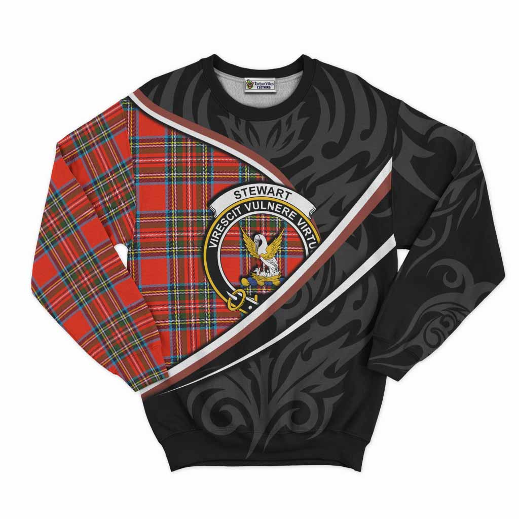 Stewart (Stuart) Tartan Family Crest Sweatshirt Celtic Scottish Thistle Floral - Tartan Vibes Clothing