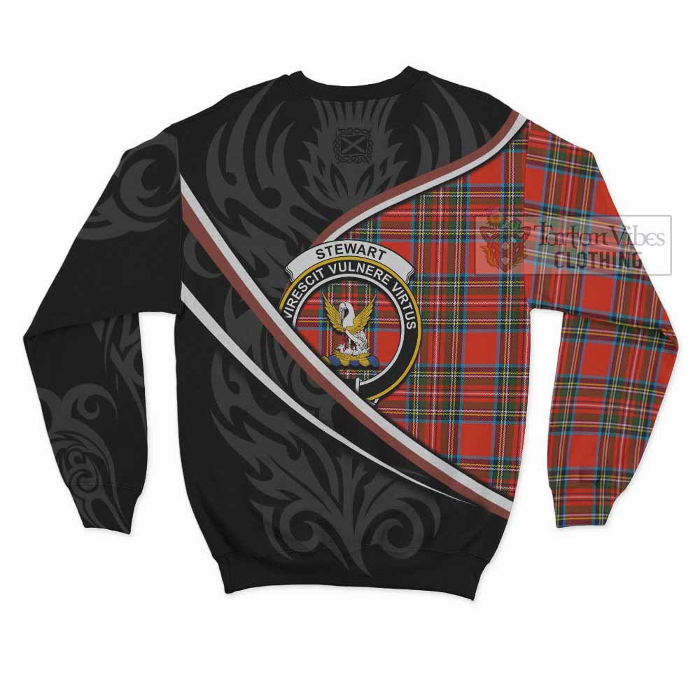 Stewart (Stuart) Tartan Family Crest Sweatshirt Celtic Scottish Thistle Floral - Tartan Vibes Clothing