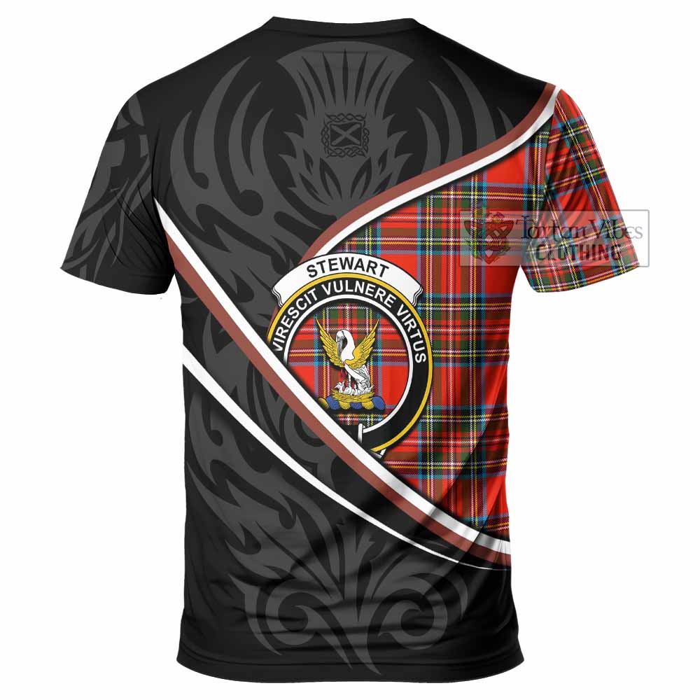 Stewart (Stuart) Tartan Family Crest T-shirt Celtic Scottish Thistle Floral - Tartan Vibes Clothing