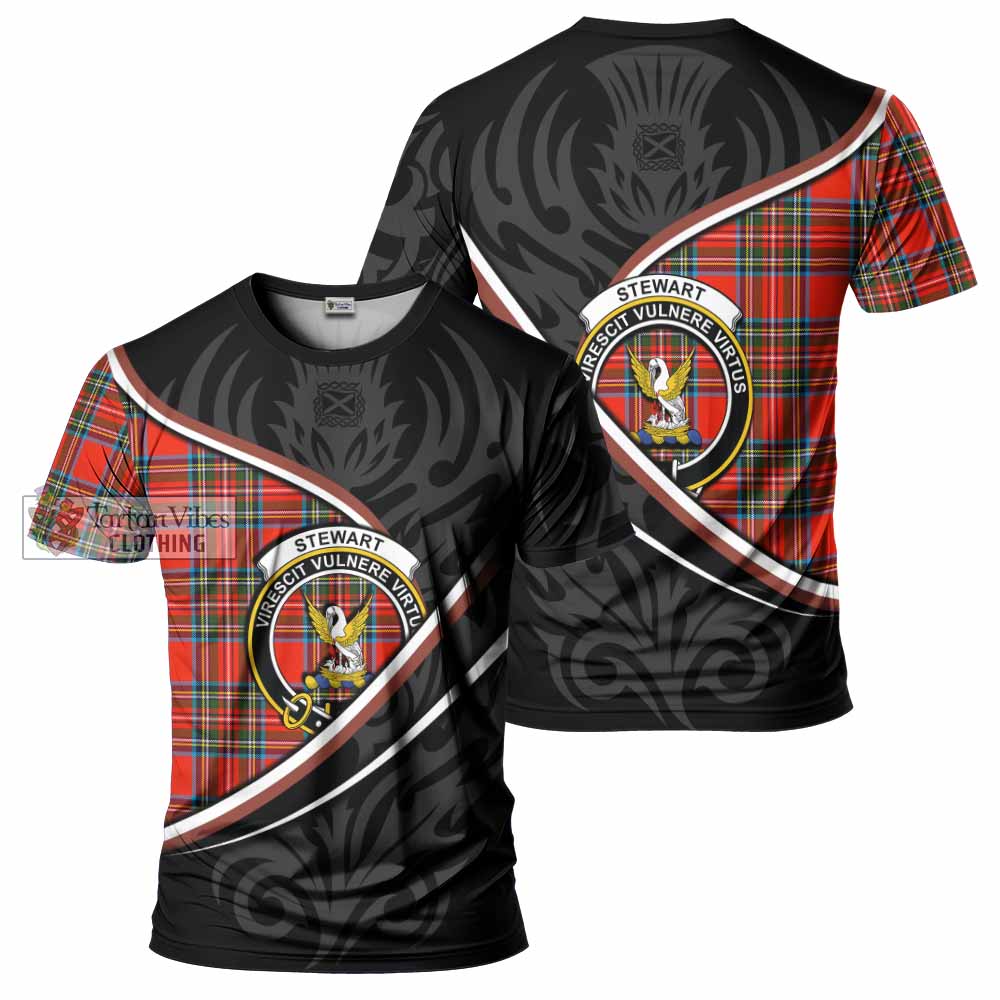 Stewart (Stuart) Tartan Family Crest T-shirt Celtic Scottish Thistle Floral - Tartan Vibes Clothing