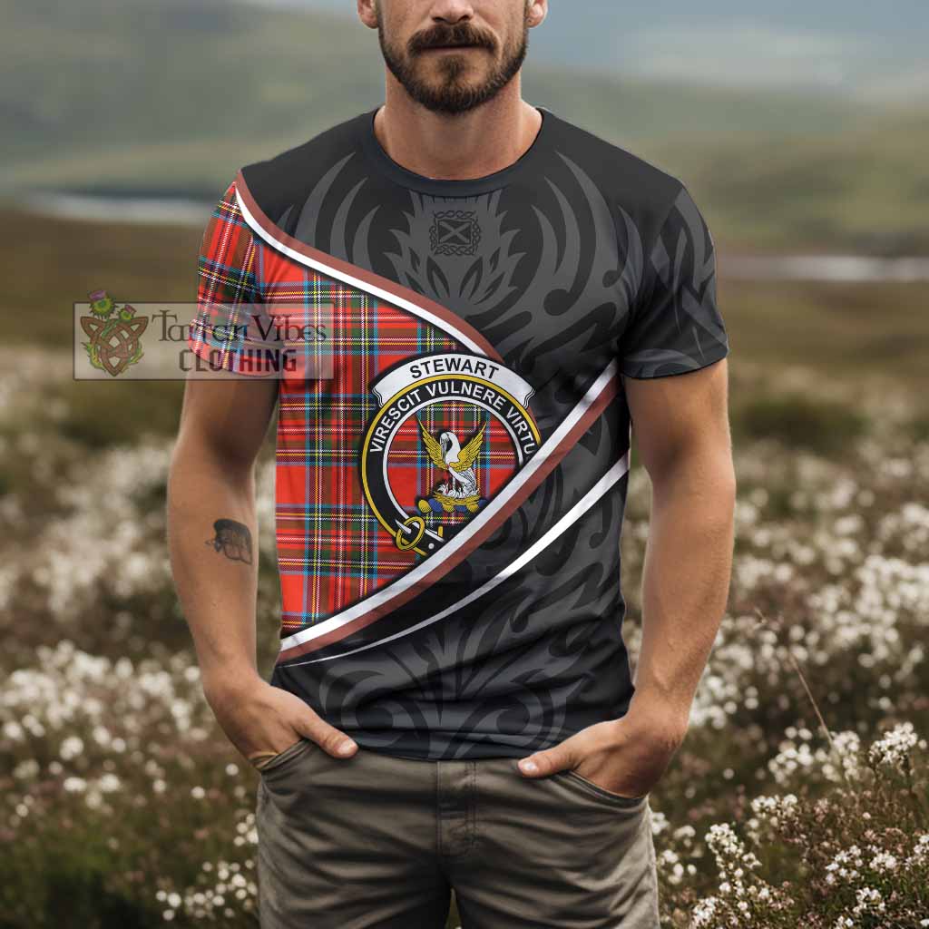 Stewart (Stuart) Tartan Family Crest T-shirt Celtic Scottish Thistle Floral - Tartan Vibes Clothing