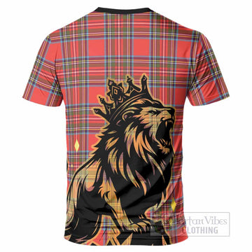 Stewart (Stuart) Tartan Family Crest T-Shirt Crowned Lion Roaring