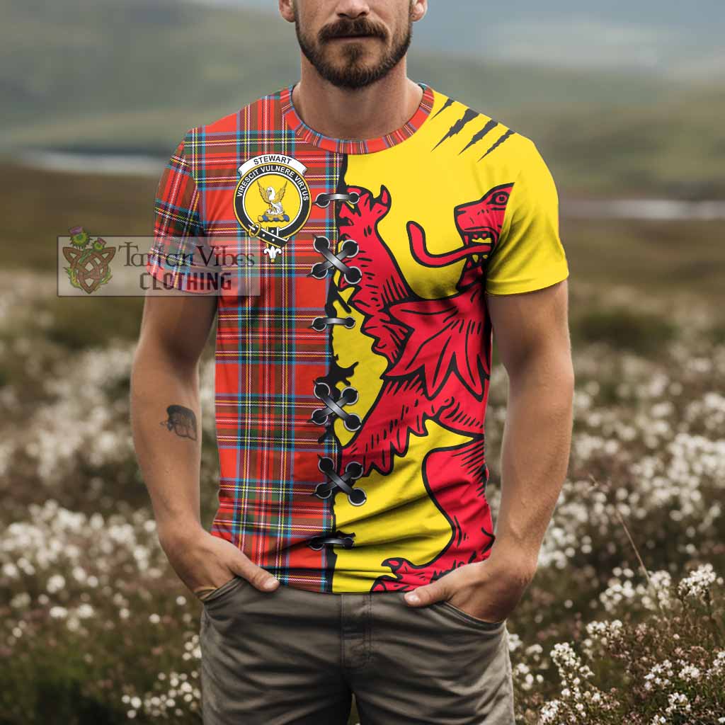 Stewart (Stuart) Tartan Family Crest T-shirt Lion Rampant Honor - Tartan Vibes Clothing